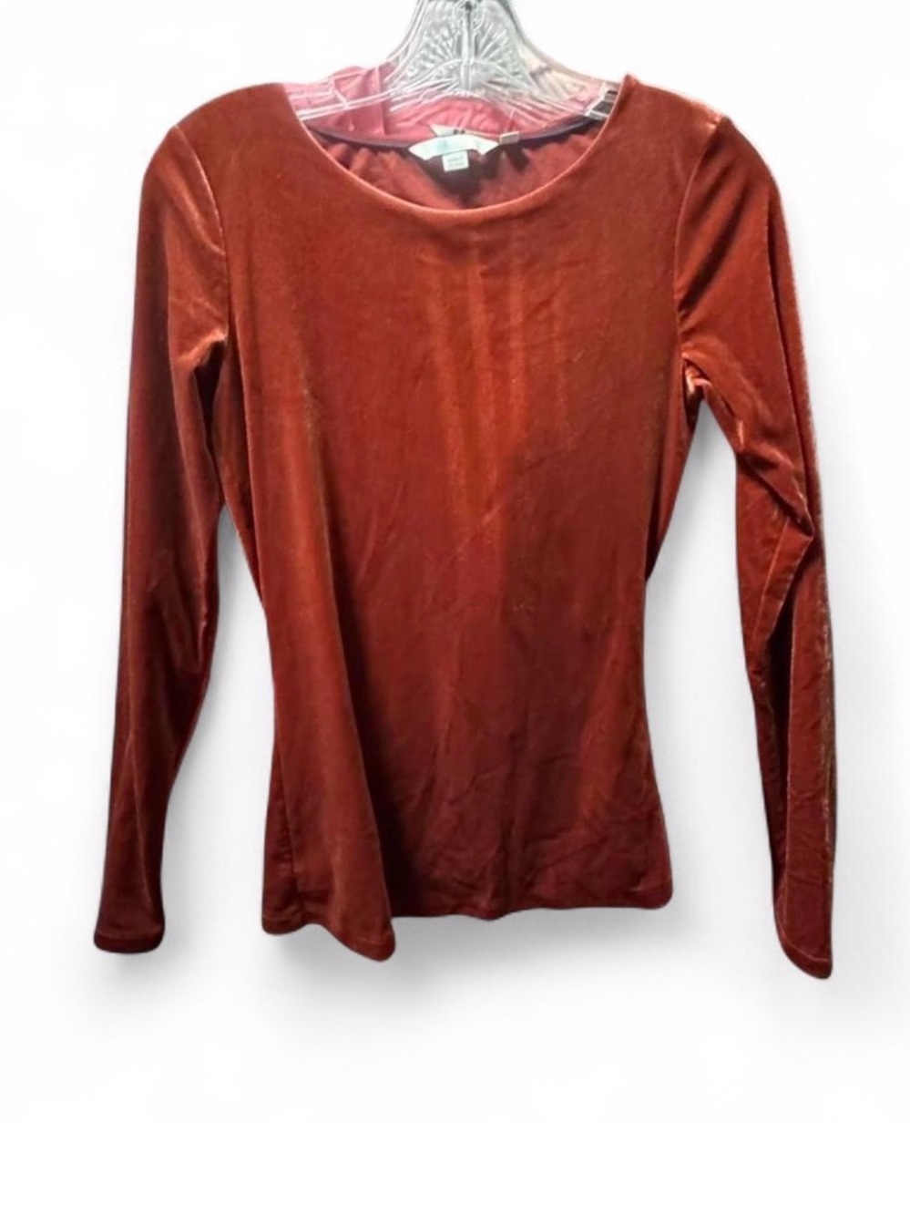 Boden Long-Sleeve Velvet Top in Rust - Ladies Sz 2